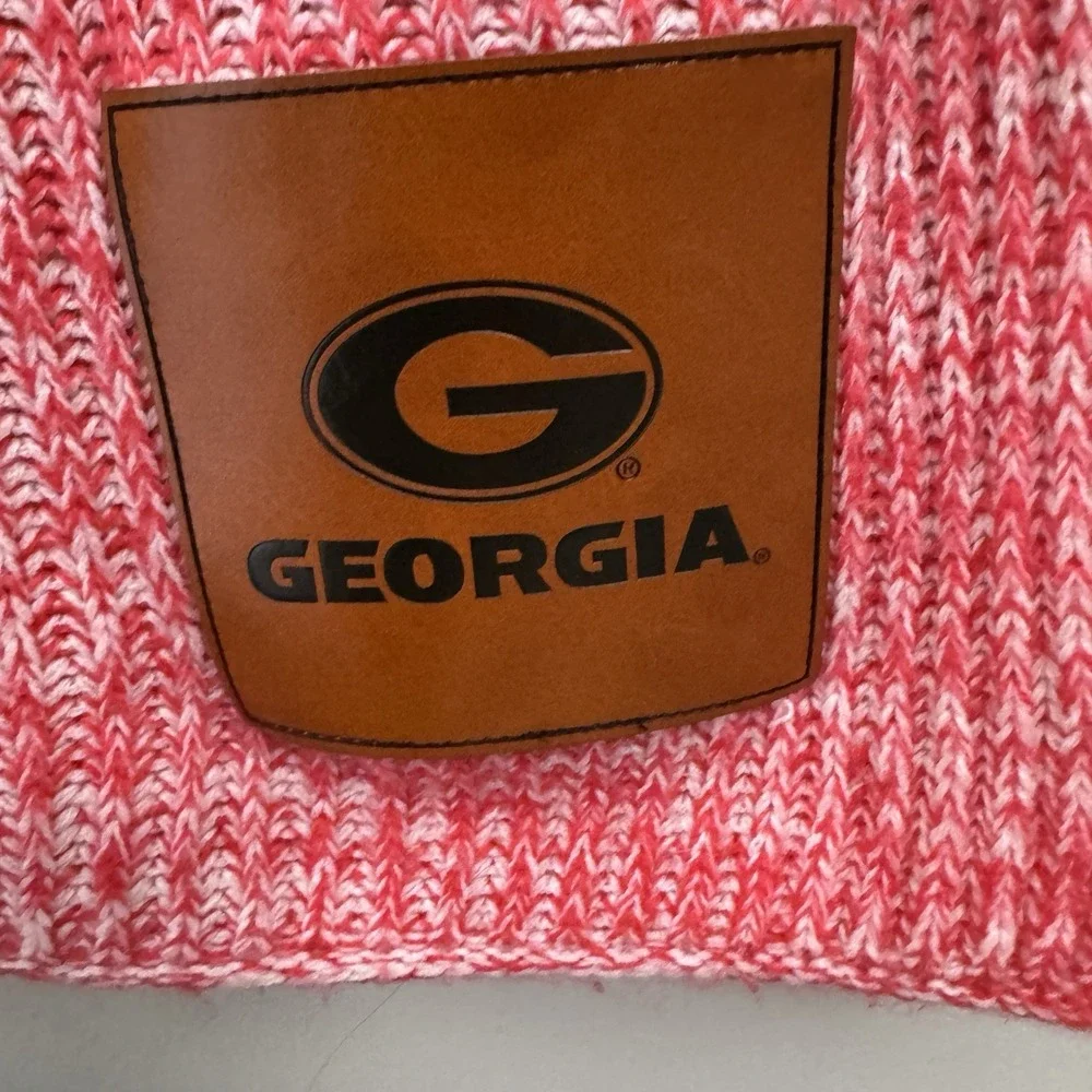Georgia Bulldogs NCAA 70'' x 80'' Knit Red White Throw Blanket Leather‎ G Logo